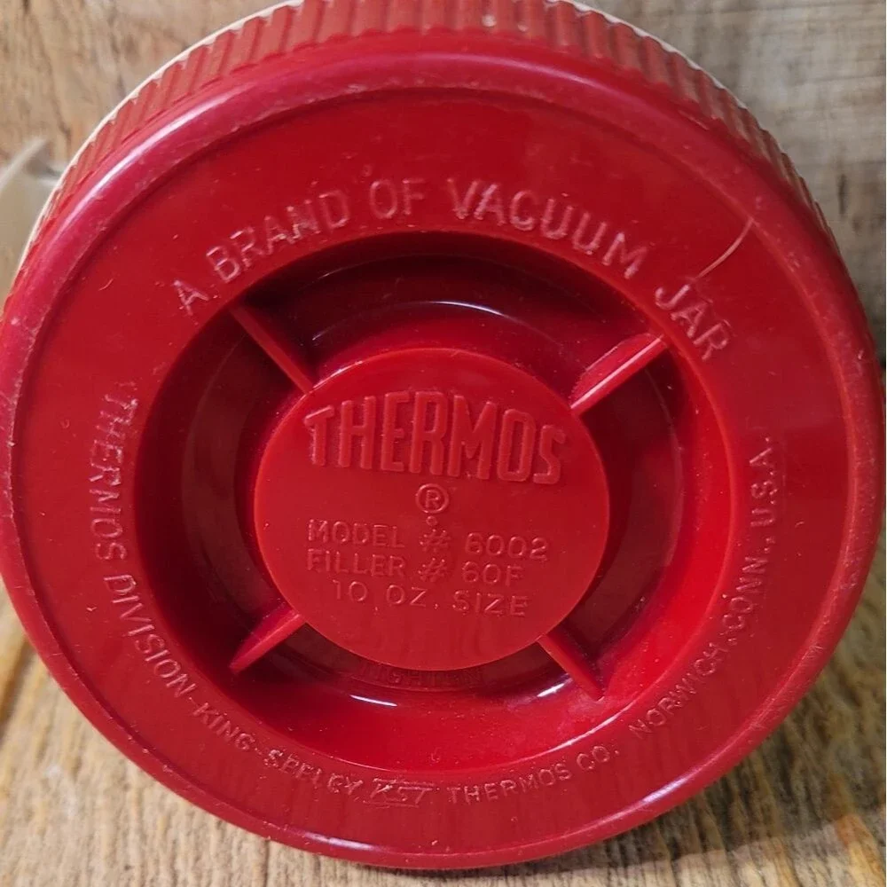 Vintage THERMOS Brand RED 10 Oz. Wide Mouth w/Handle King-Seeley Made in USA